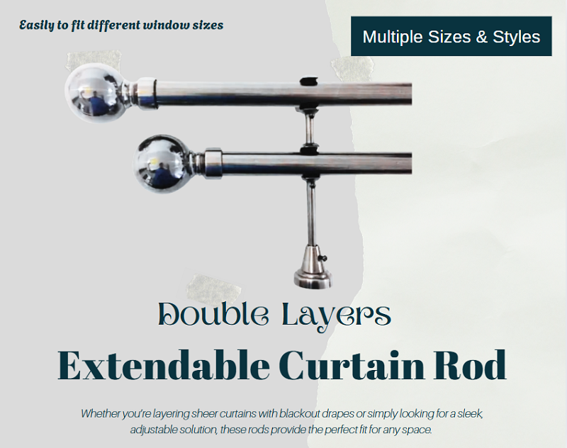 silver double curtain rod