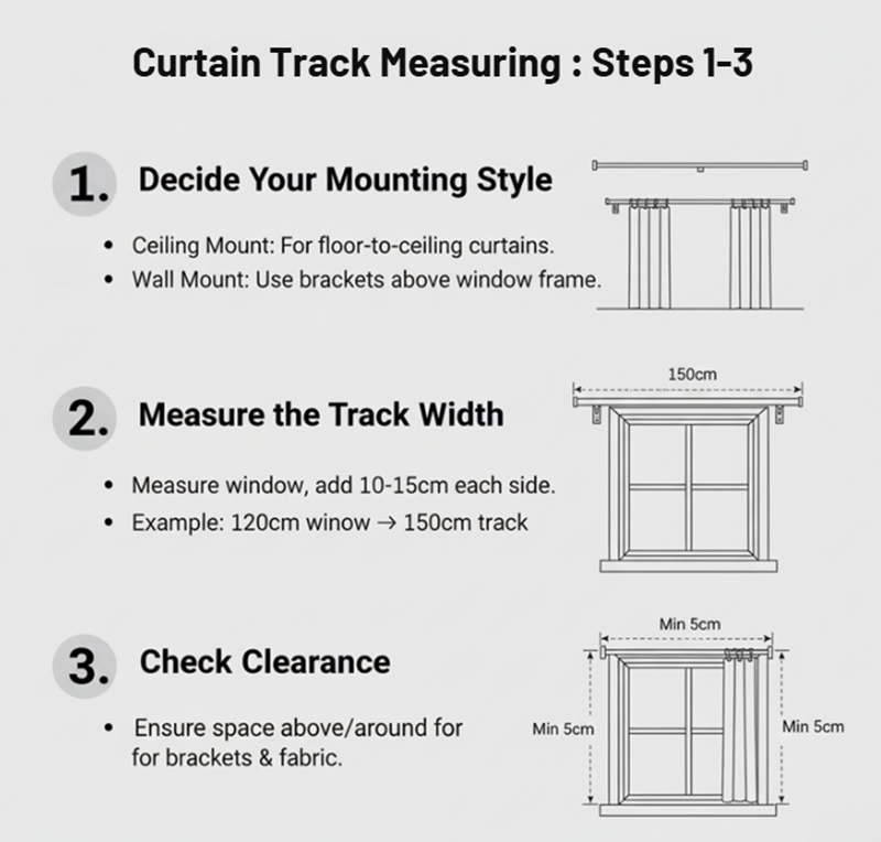curtain track measuring