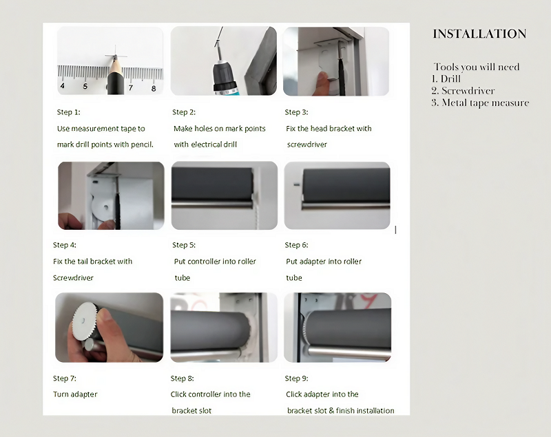 Roller blind installaion steps